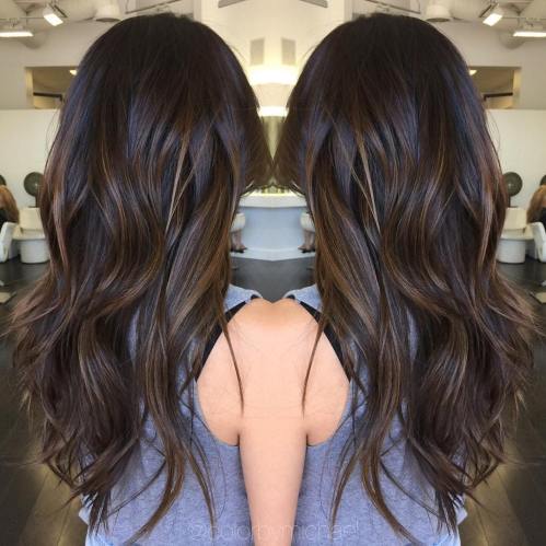 Black Hair With Warm Brown Highlights