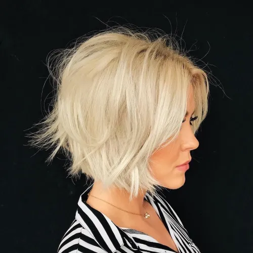 Chin-Length Messy Blonde Bob