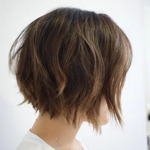 Brown Layered Choppy Bob