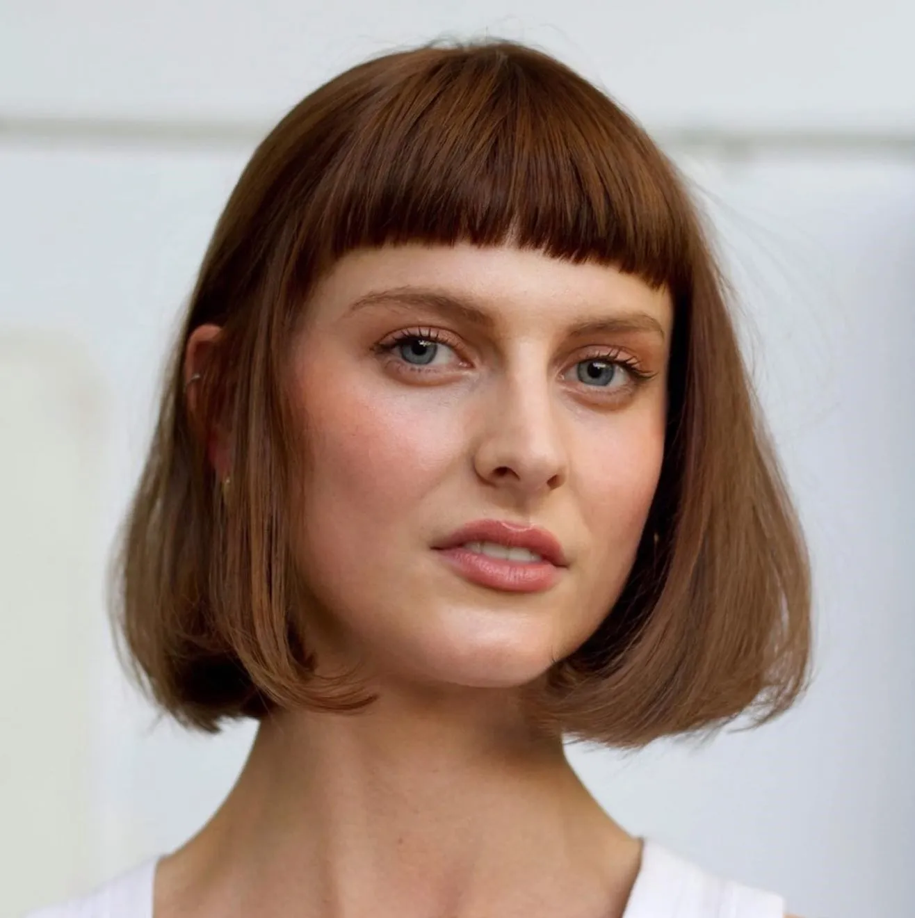 Curled Under Bob with Fringe Bob with a Short Blunt Fringe