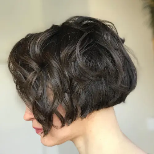 Angled Ear Length Wavy Bob