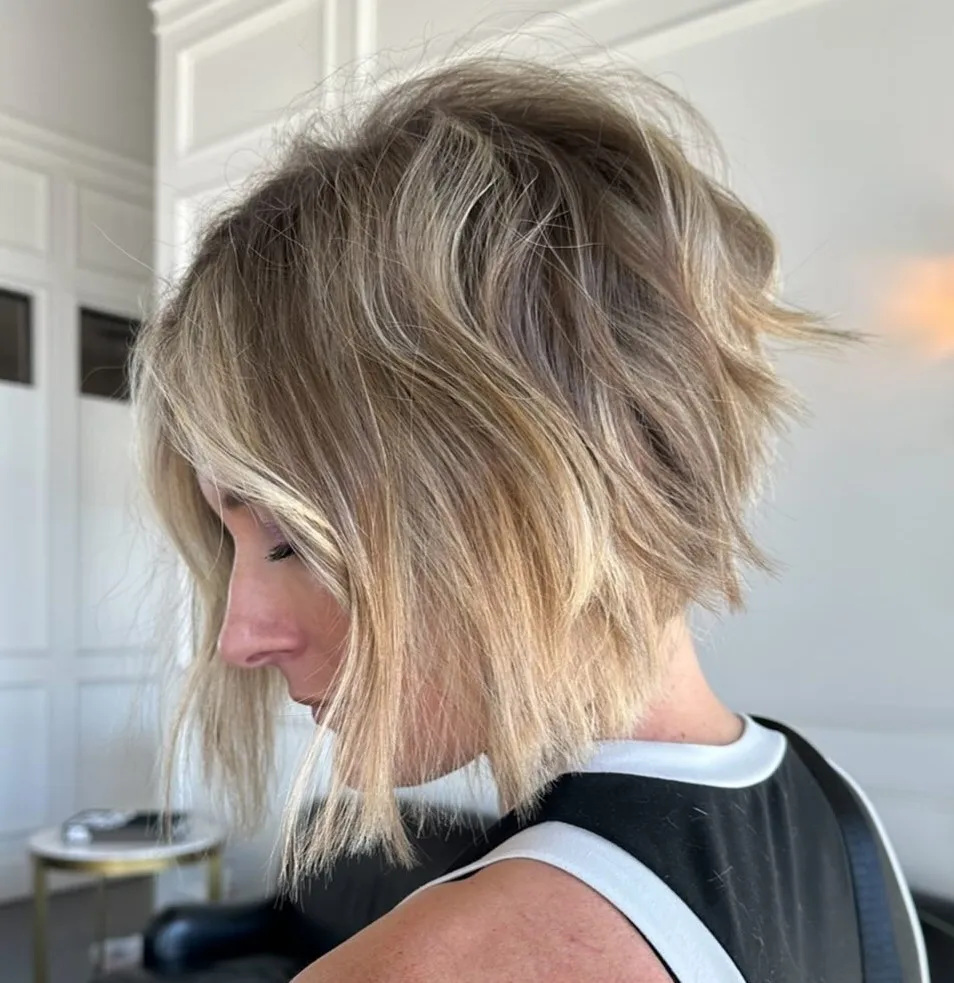 Tousled Choppy Concave Bob