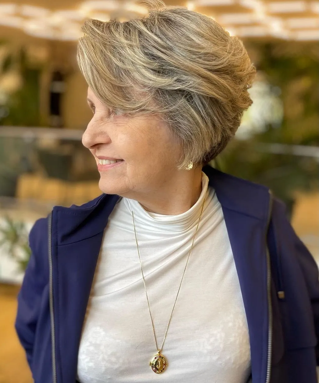 Sandy Blonde Pixie Bob For Older Women