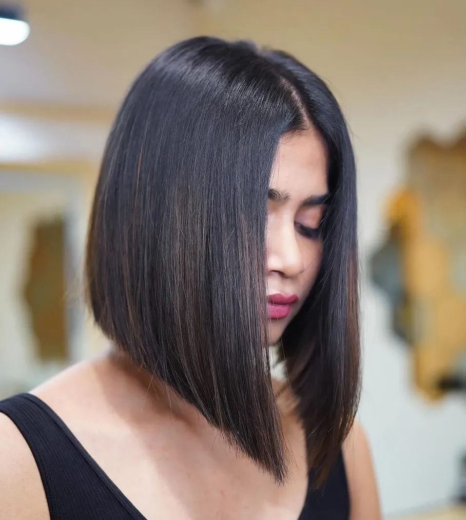 Sleek A Line Bob for Straight Hair