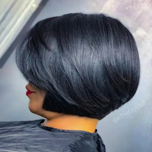 Jet Black Bob with Blunt Ends and Layers