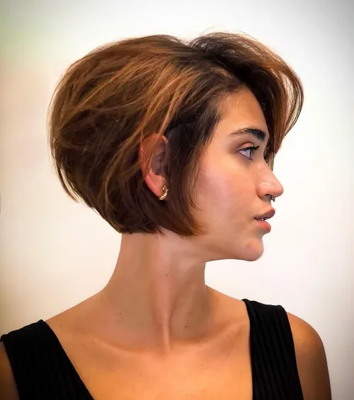 Short Stacked Bob with Side Bangs