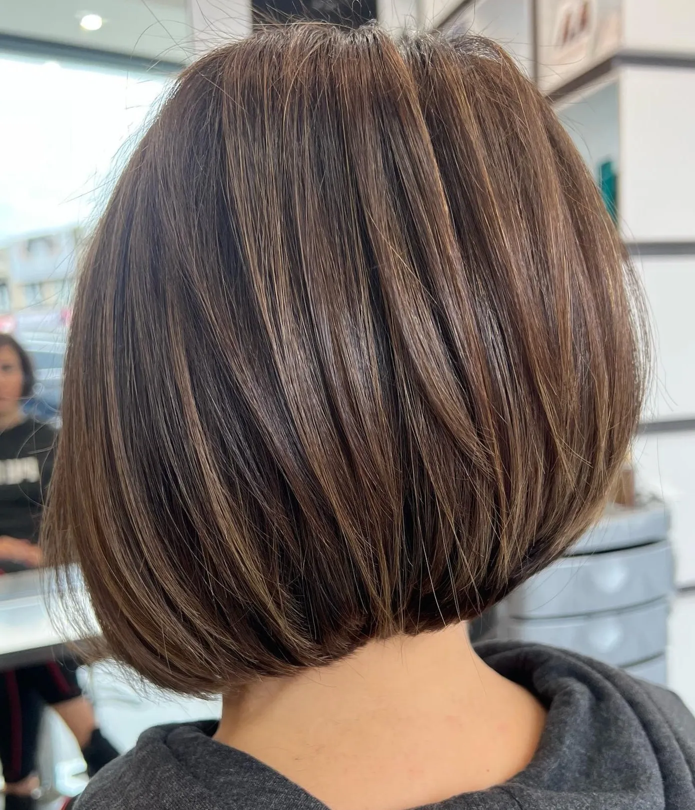 Back View of a Layered Bob Haircut