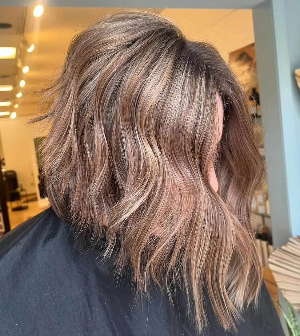 Shattered Lob Style Soft Long Hair Stacked Bob