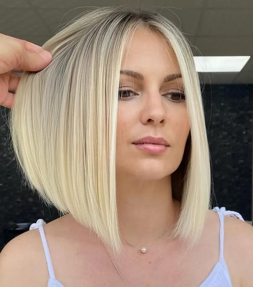 Sleek Angled Crop Sleek Long Stacked Bob