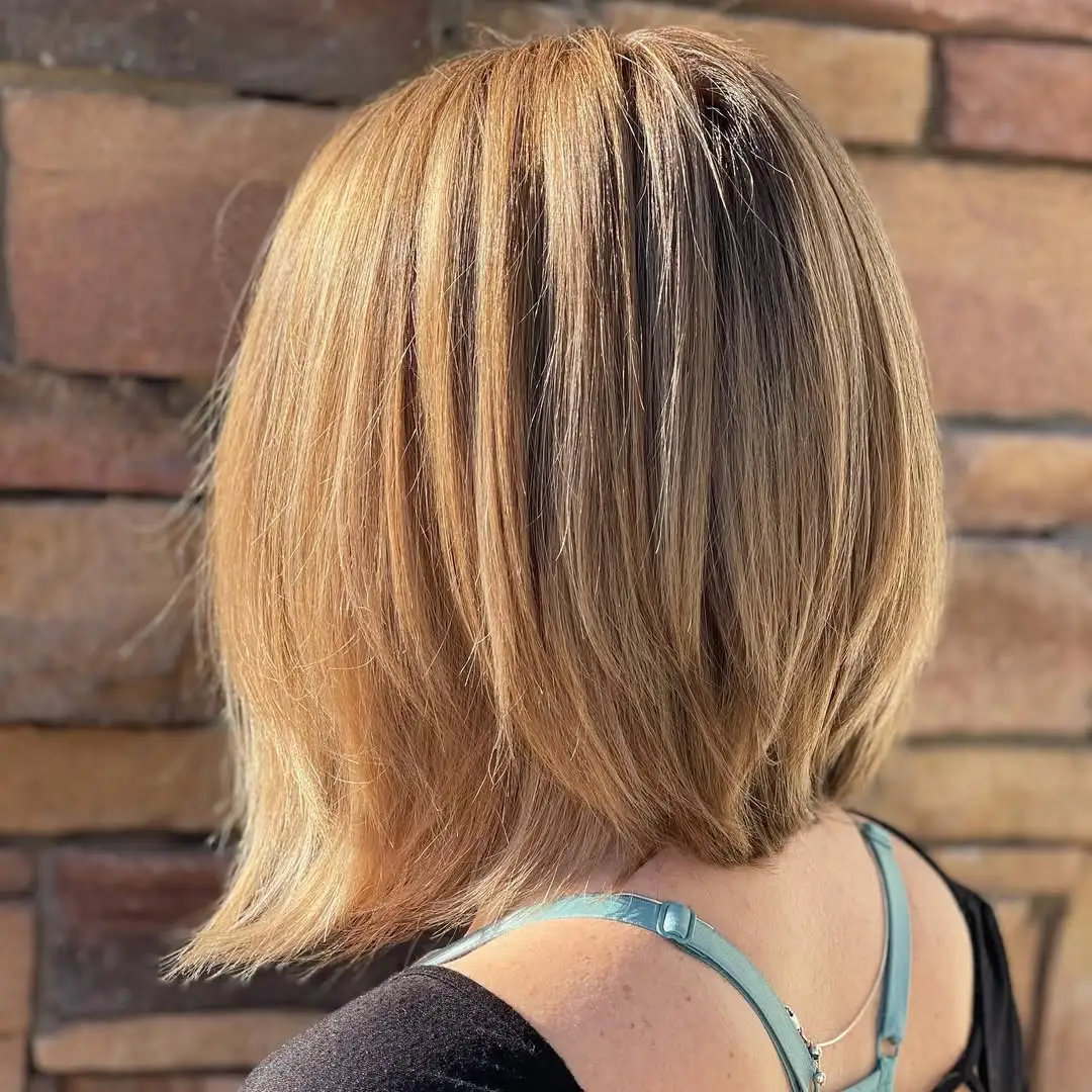 Layered-In-The-Back Bob Long Stacked Bob with Layered Ends