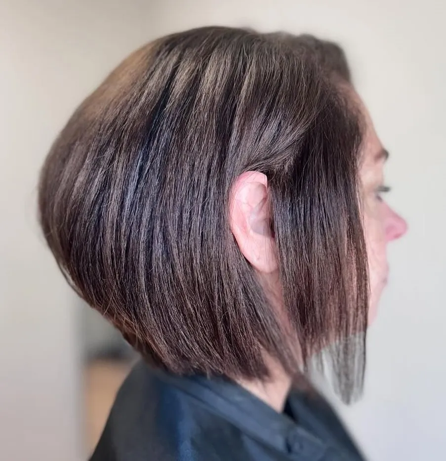 Round Graduation Crop Smooth Long Stacked Bob