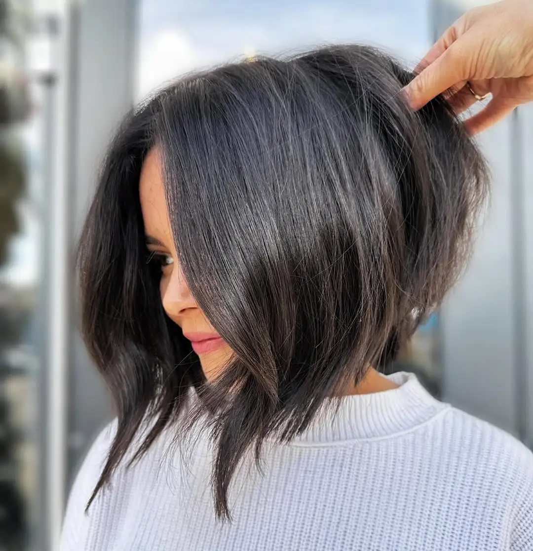 Razored Hairstyle Long Stacked Razored Bob