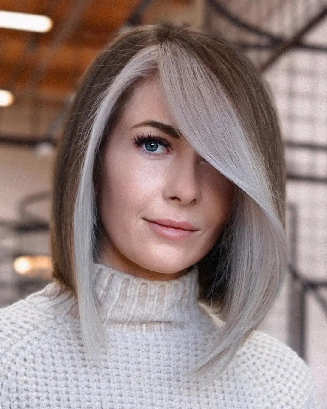 Swoopy Lob Cut Stacked Bob with Long Front