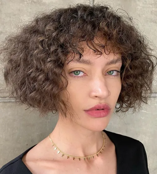 Messy Bob with Curly Bangs