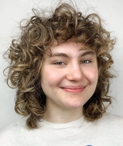 Curly Shag with Highlights