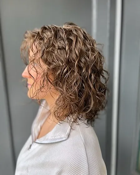 Layered Lob with Permed Loose Curls