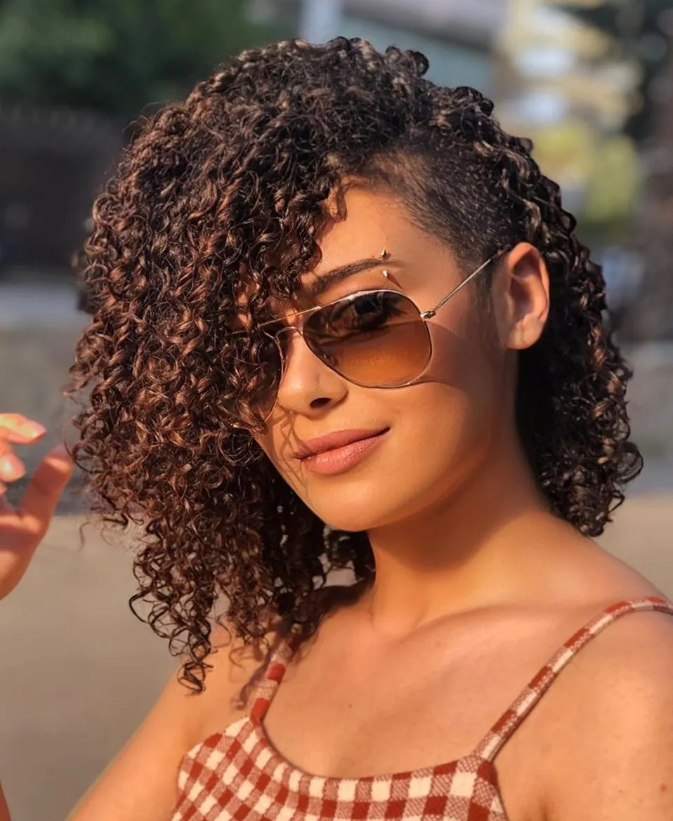 Tight Curly Perm Hairstyle for Shoulder Length Hair