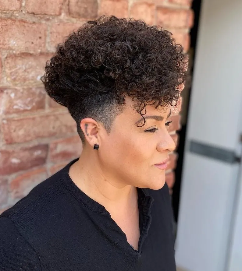 Short Curly Mohawk with Disconnected Fade