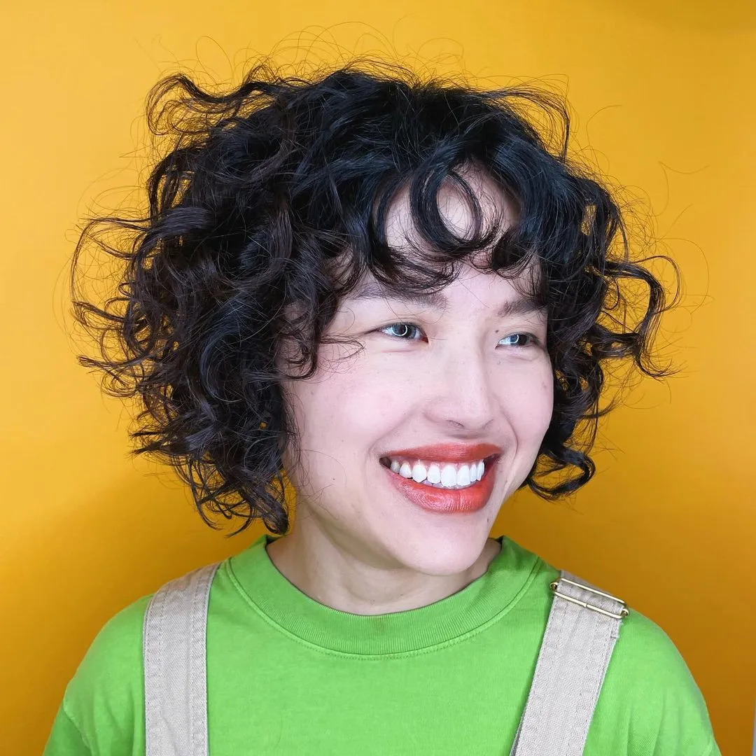 Perm Hairstyle for Short Straight Hair and Round Face