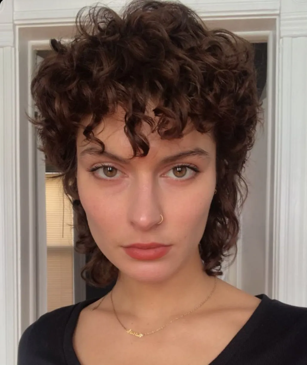 Female Mullet with Permed Curls