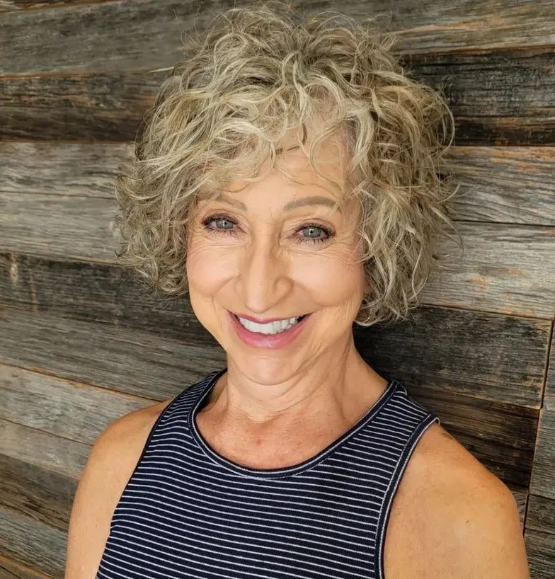 Sandy Blonde Short Perm Hair for Over 50