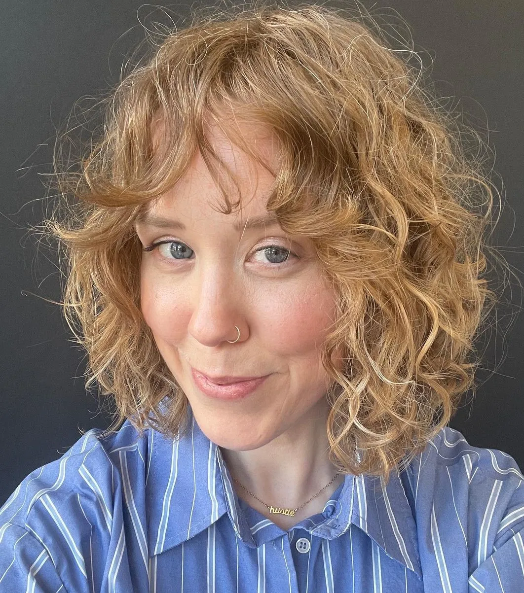 Bob with Bangs and Partial Beach Wave Perm