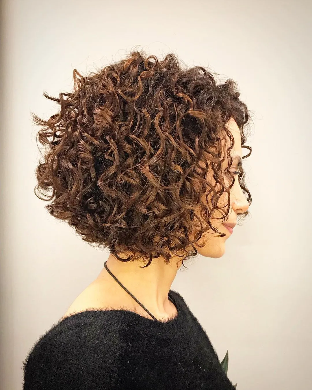 Short Stacked Bob Permed Hair