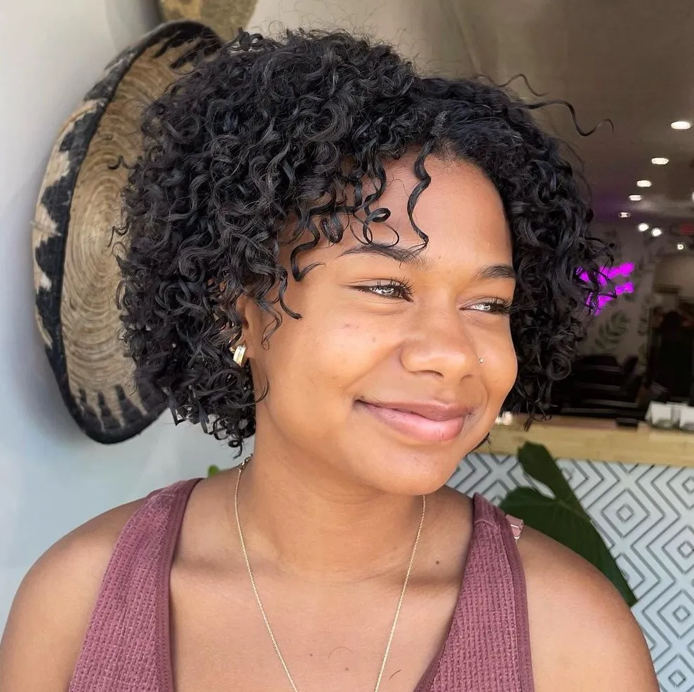 Short Rounded Bob for Thin Natural Hair