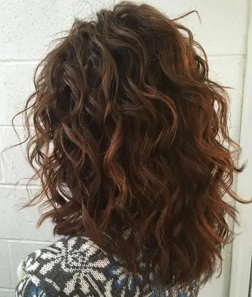 Medium Length Spiral Waves Mid-Length Curly Layered Haircut