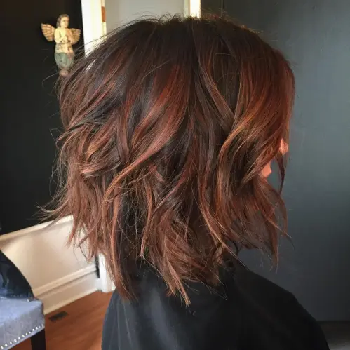 Cinnamon Brown Shaggy Bob Shaggy Bob For Thick Wavy Hair