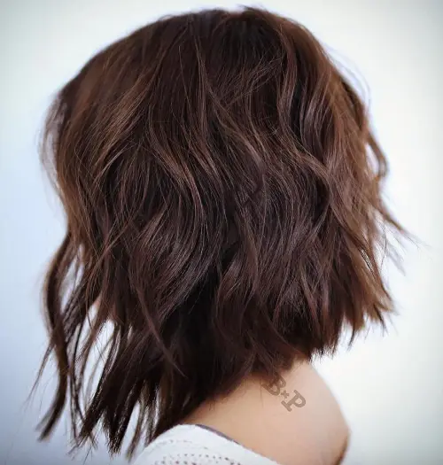 Graduated Angled Bob Choppy Angled Brown Bob