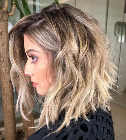 Messy Shaggy Shoulder-Grazing Bob Bronde Lob Shag