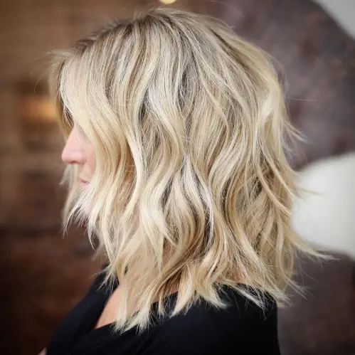 Medium Blonde Shag Shoulder-Length Shaggy Hairstyle
