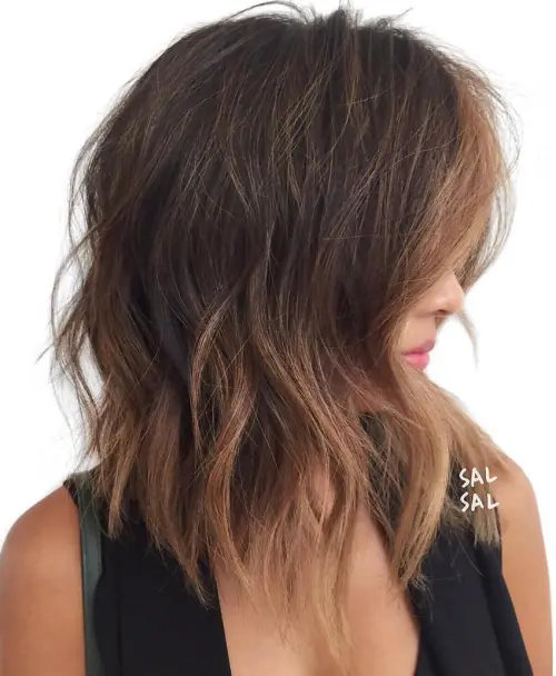 Tousled Choppy Hair Long Angled Tousled Bob