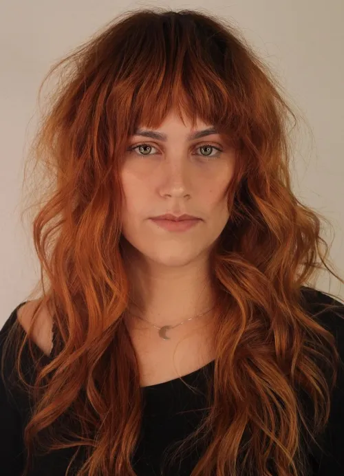 Long Hair and Naturally Wavy Bangs Long Wavy Hair with Bangs