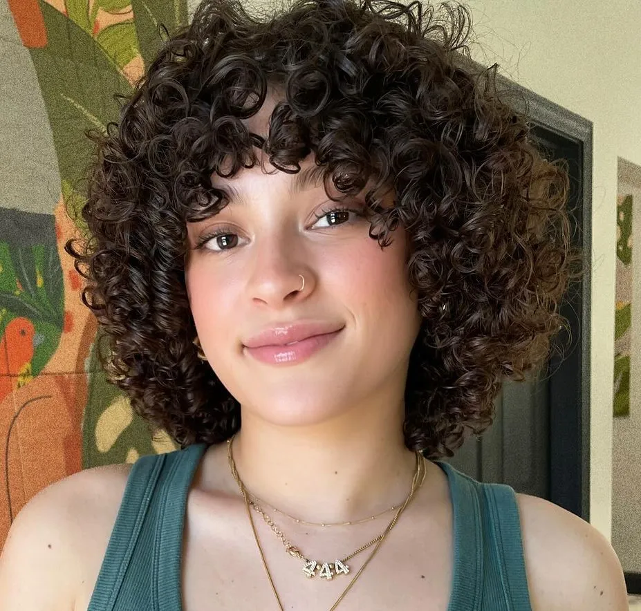 Curly Spirals Bob Cut for Round Faces