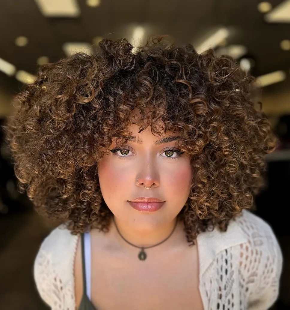 Voluminous Curly Layered Haircut