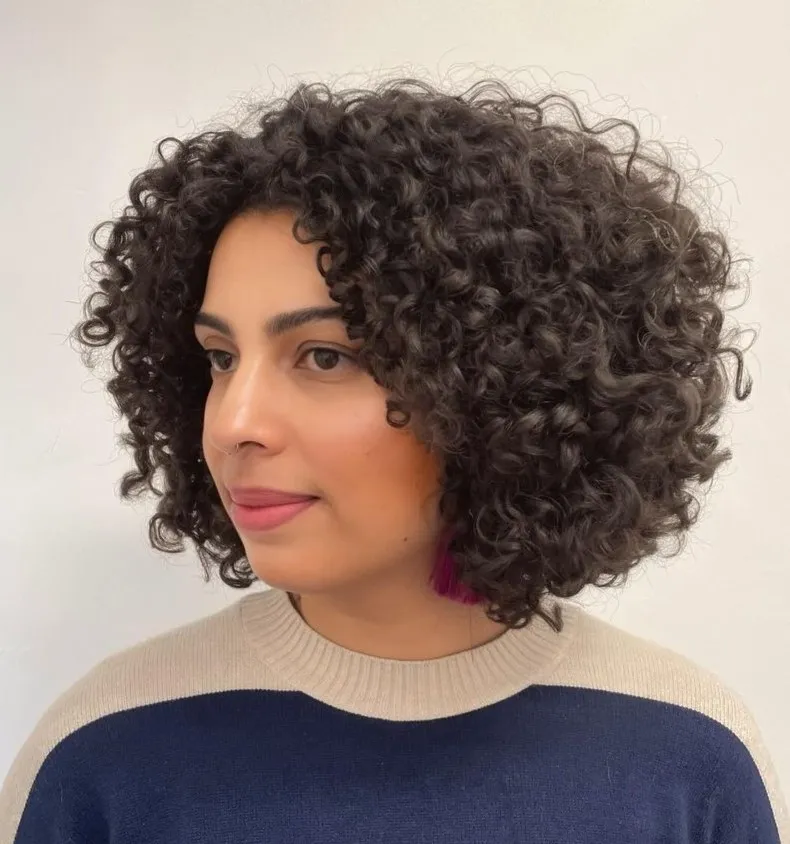 Middle Part Curly Bob