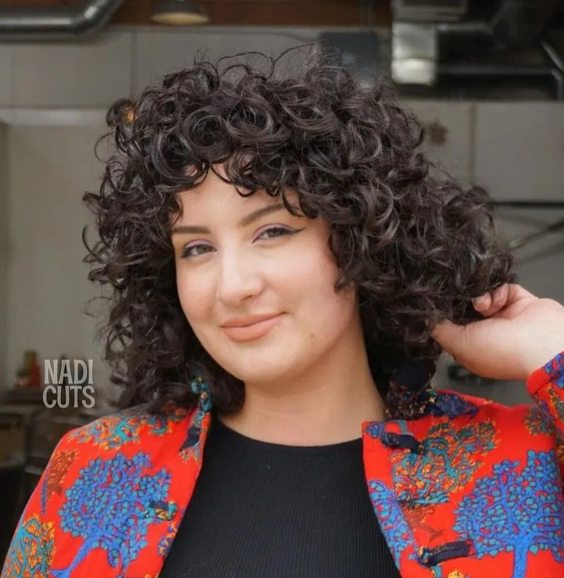 Medium Curly Hair with Shaggy Layers