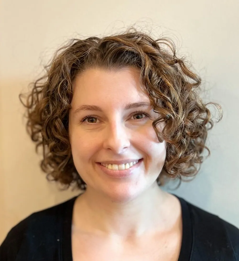 Layered Curly Bob for Chubby Face
