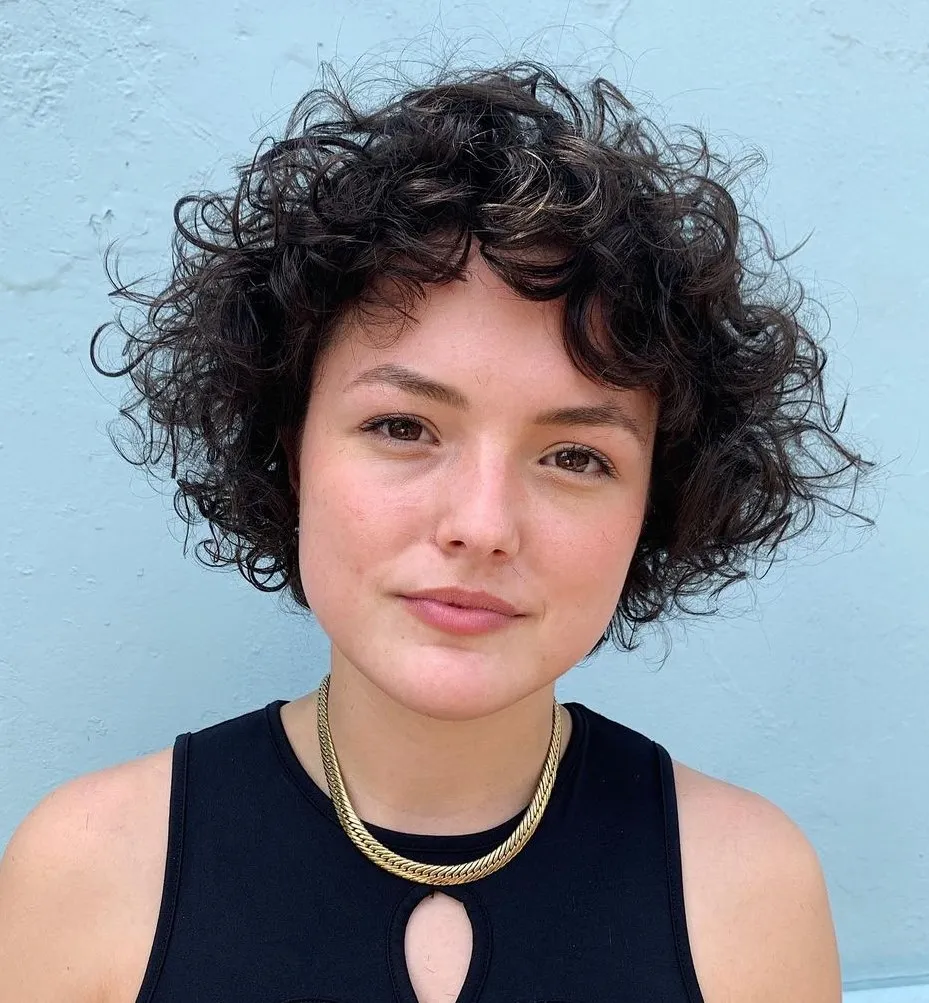 Short Curly Shaggy Bob Cut