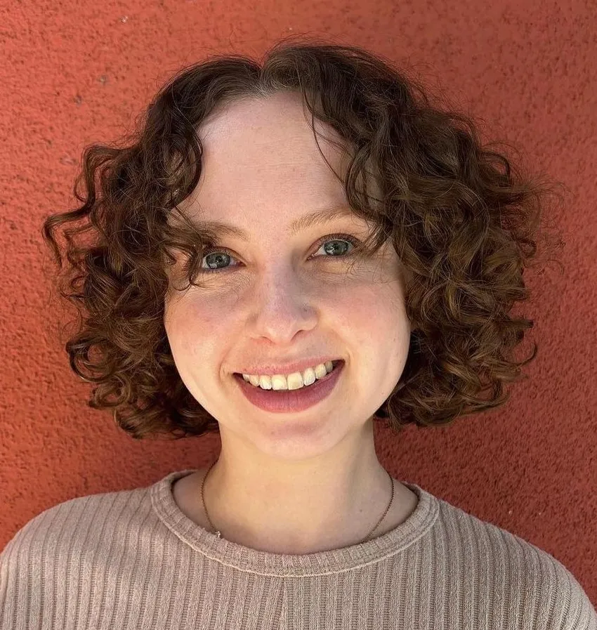 Center Parted Naturally Curly Bob