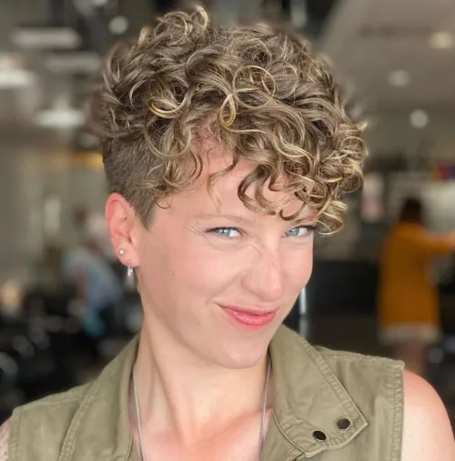 Long Curly Pixie with Highlighted Tips Edgy Long Pixie for Curly Hair