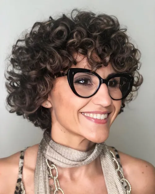 Short Curly Bob with Bangs Neck Length Curly Bob Haircut