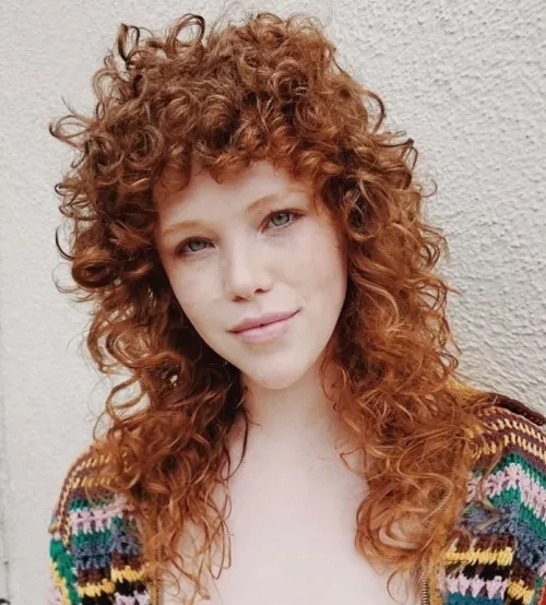 Bright Copper Curly Shag Classic Long Shag for Bright Copper Curls