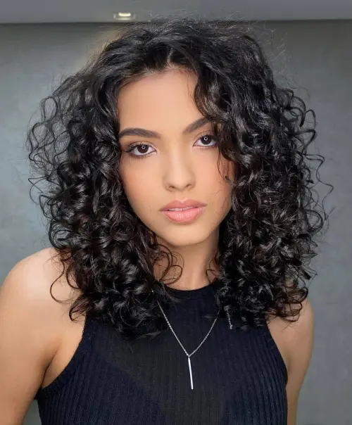 Shiny Medium Natural Curly Hairstyle