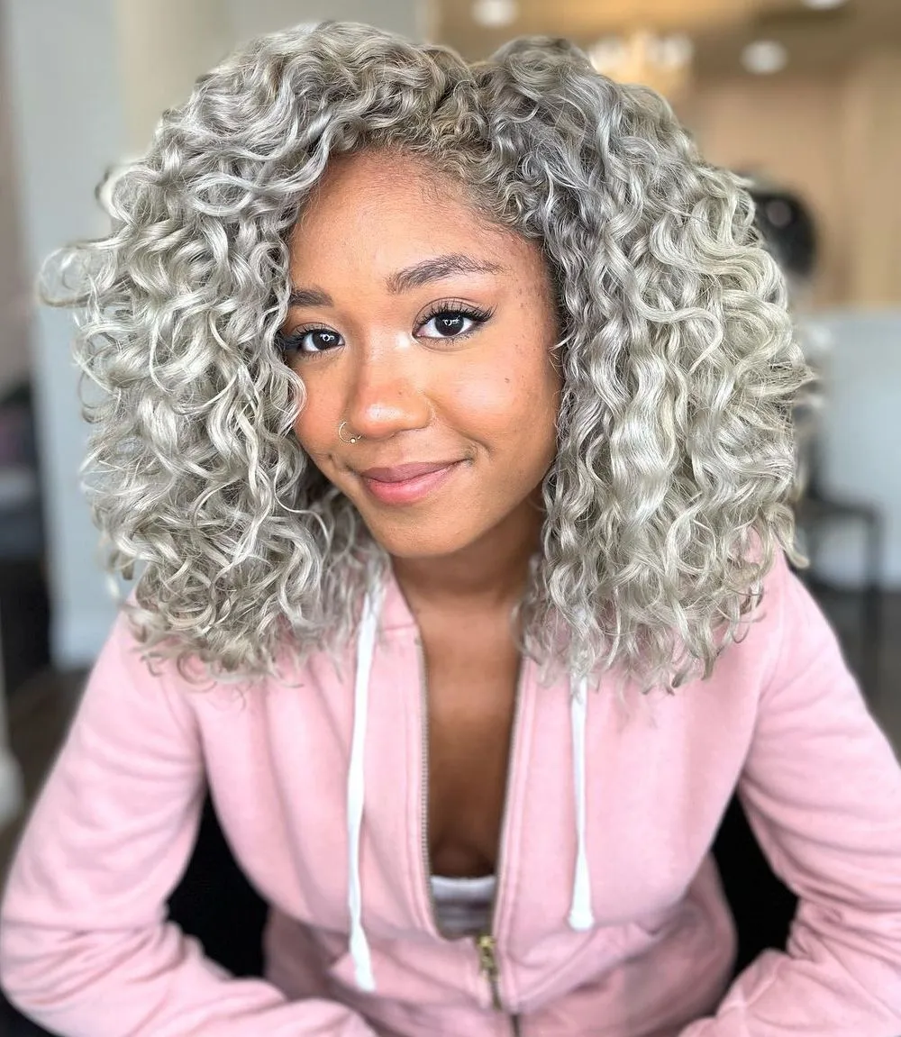 Black Girl with White Blonde Curly Hair