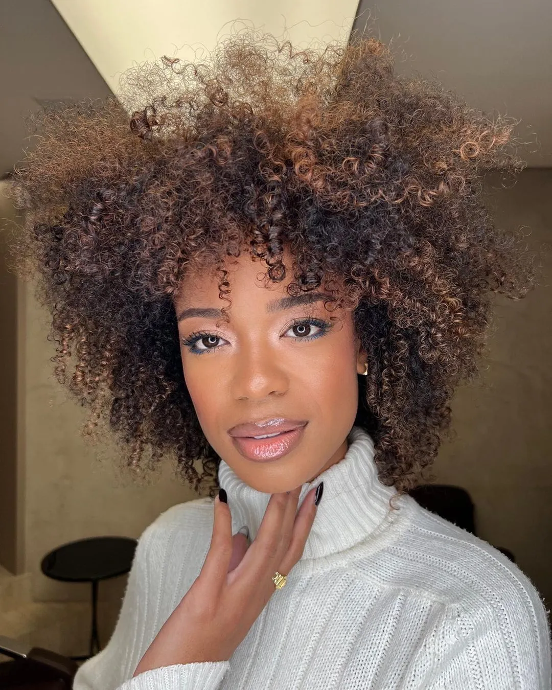 Afro Hair with Chocolate Brown Balayage
