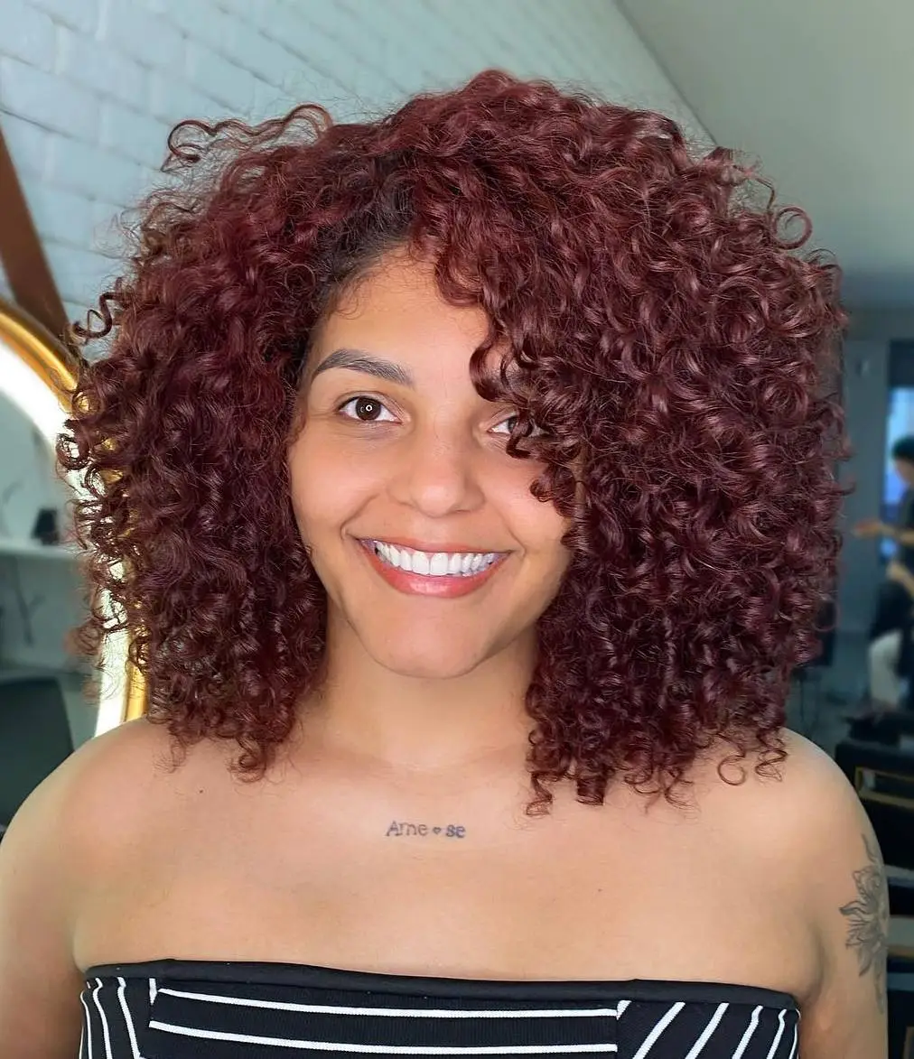 Burgundy Hair Color on Nautrally Curly Hair