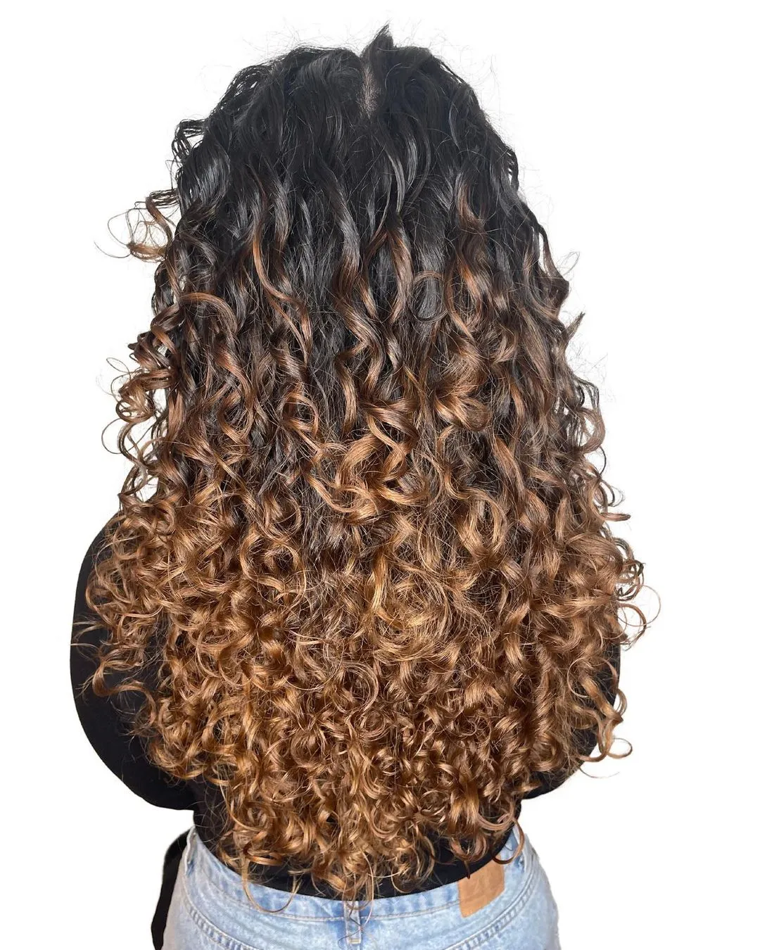 Copper Ombre on Dark Curly Hair